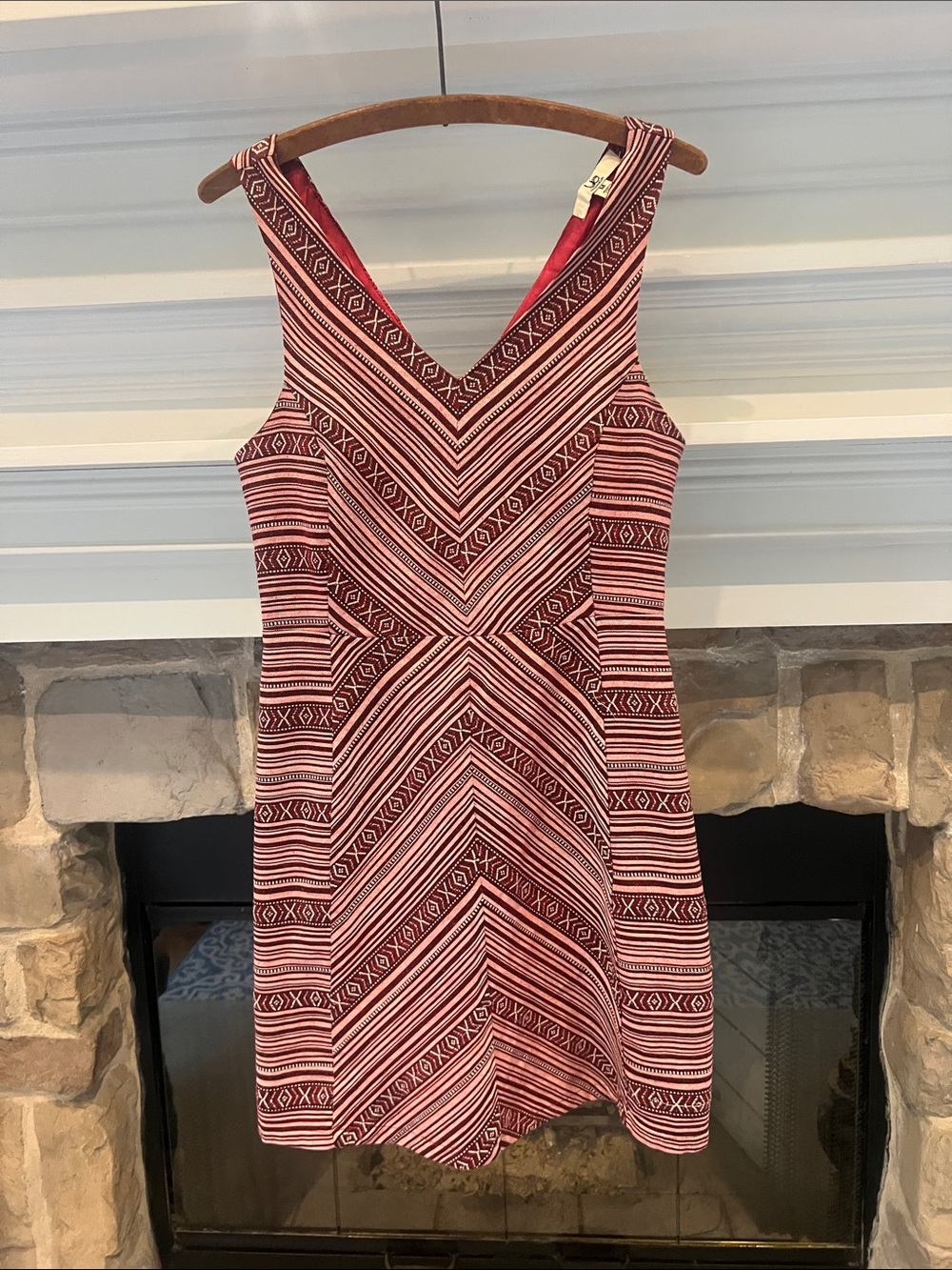 Ya Women’s Red & Pink XO Patterned V-Neck Dress